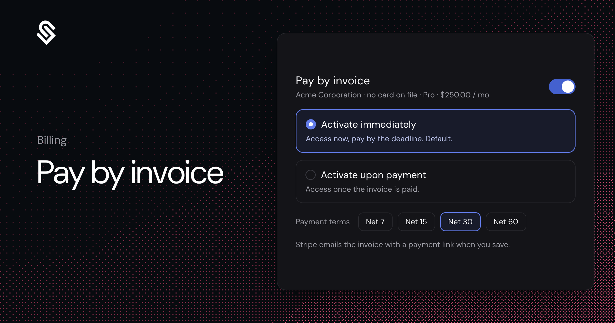 Pay by Invoice for Standard Plans